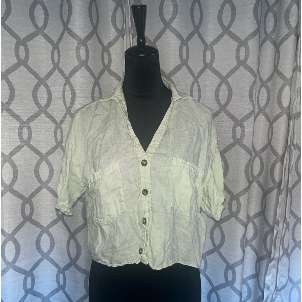 Light green Zara button-up shirt